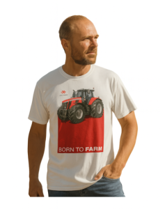Camiseta Masculina Born To Farm - Massey Fergusson - Branca