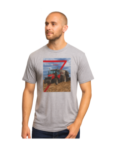 CAMISETA MASCULINA BORN TO FARM - MASSEY - CINZA